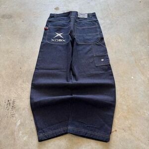 Baggy Carpenter Wide Leg Raw Denim Attitude Jnco Styl Y2k Vintage Jeans 40x32